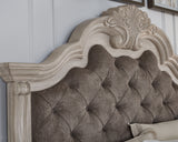 Bruchandi Antique White California King Upholstered Panel Bed from Ashley - Luna Furniture