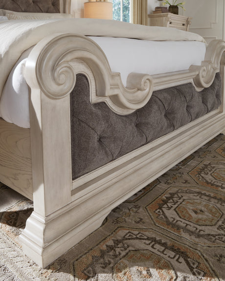 Bruchandi Antique White California King Upholstered Panel Bed from Ashley - Luna Furniture