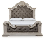 Bruchandi Antique White King Upholstered Panel Bed from Ashley - Luna Furniture