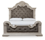Bruchandi California King Upholstered Panel Bed with Dresser in Antique White from Ashley - Luna Furniture