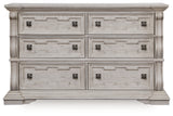 Bruchandi King Upholstered Panel Bed with Dresser and Nightstand in Antique White from Ashley Furniture - Luna Furniture