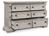 Bruchandi King Upholstered Panel Bed with Dresser in Antique White from Ashley - Luna Furniture