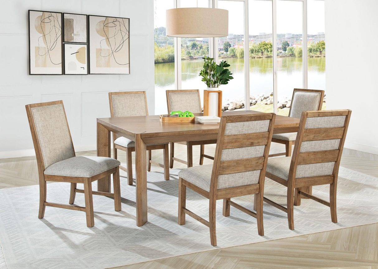 Bruner 7-piece 72-inch Rectangular Dining Set Natural Brown from Coaster - Luna Furniture