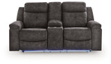 Brysonview Charcoal Reclining Loveseat with Console from Ashley - Luna Furniture