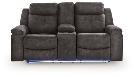 Brysonview Charcoal Reclining Loveseat with Console from Ashley - Luna Furniture