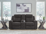 Brysonview Charcoal Reclining Loveseat with Console from Ashley - Luna Furniture