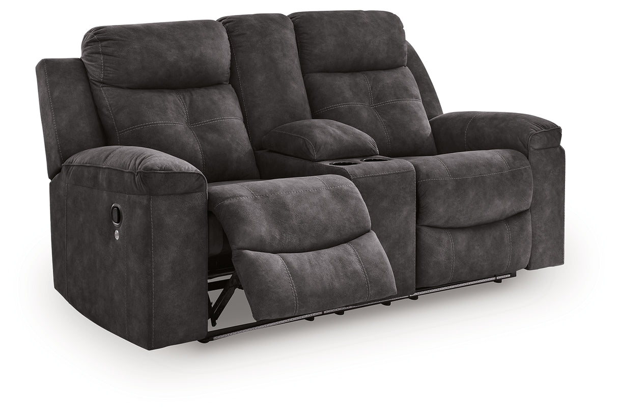 Brysonview Charcoal Reclining Loveseat with Console from Ashley - Luna Furniture