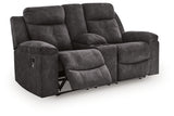 Brysonview Charcoal Reclining Loveseat with Console from Ashley - Luna Furniture