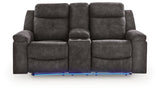Brysonview Charcoal Reclining Loveseat with Console from Ashley - Luna Furniture