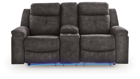 Brysonview Charcoal Reclining Loveseat with Console from Ashley - Luna Furniture