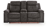 Brysonview Charcoal Reclining Loveseat with Console from Ashley - Luna Furniture