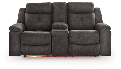 Brysonview Charcoal Reclining Loveseat with Console from Ashley - Luna Furniture