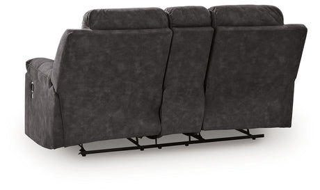 Brysonview Charcoal Reclining Loveseat with Console from Ashley - Luna Furniture