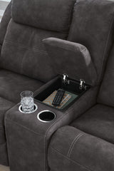 Brysonview Charcoal Reclining Loveseat with Console from Ashley - Luna Furniture