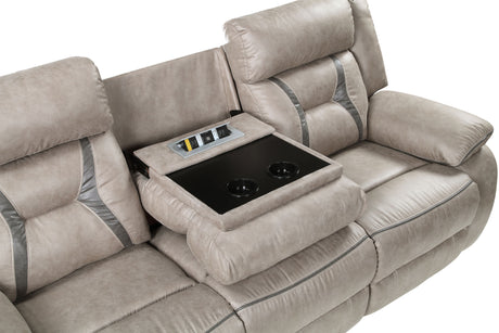 Tyson Gray Recliner Sofa w/Drop Down Table and Power Strip from Steve Silver - Luna Furniture