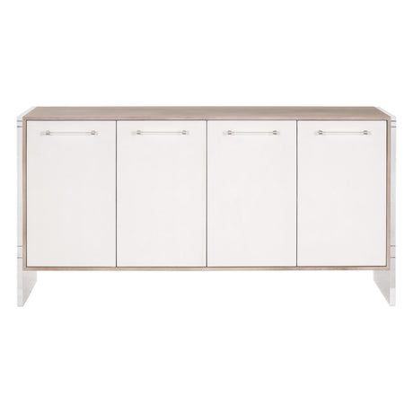 Lorin Shagreen Media Sideboard in Pearl Shagreen, Natural Gray Acacia, Lucite, Brushed Silver from Essentials For Living - Luna Furniture