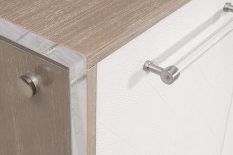 Lorin Shagreen Media Sideboard in Pearl Shagreen, Natural Gray Acacia, Lucite, Brushed Silver from Essentials For Living - Luna Furniture