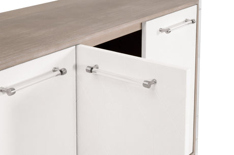 Lorin Shagreen Media Sideboard in Pearl Shagreen, Natural Gray Acacia, Lucite, Brushed Silver from Essentials For Living - Luna Furniture