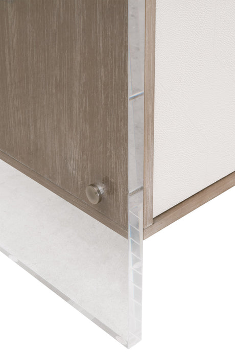 Lorin Shagreen Media Sideboard in Pearl Shagreen, Natural Gray Acacia, Lucite, Brushed Silver from Essentials For Living - Luna Furniture
