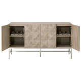 Atlas Media Sideboard in Natural Gray Acacia, Brushed Stainless Steel from Essentials For Living - Luna Furniture