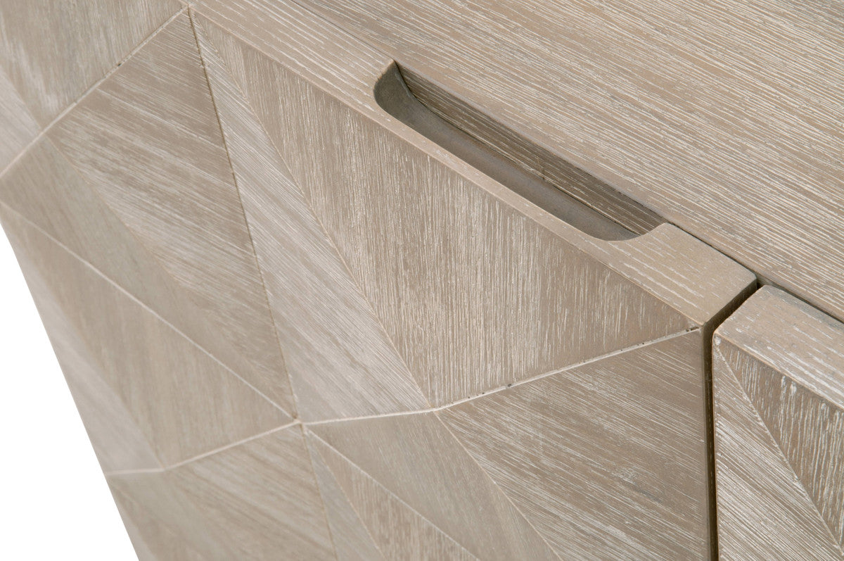 Atlas Media Sideboard in Natural Gray Acacia, Brushed Stainless Steel from Essentials For Living - Luna Furniture