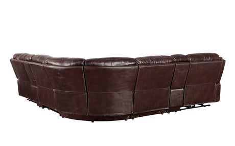 Denver Brown Dual-Power 6-Piece Leather Sectional from Steve Silver - Luna Furniture
