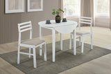 Bucknell White 3-Piece Round Drop Leaf Dining Set from Coaster - Luna Furniture