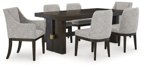 Burkhaus Dark Brown Dining Table and 6 Chairs from Ashley - Luna Furniture