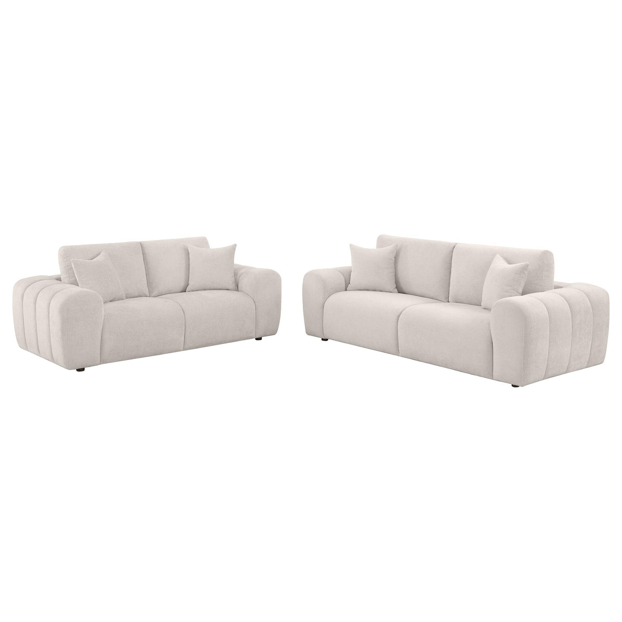 Burnett 2-piece Chenille Upholstered Sofa Set Ivory from Coaster - Luna Furniture
