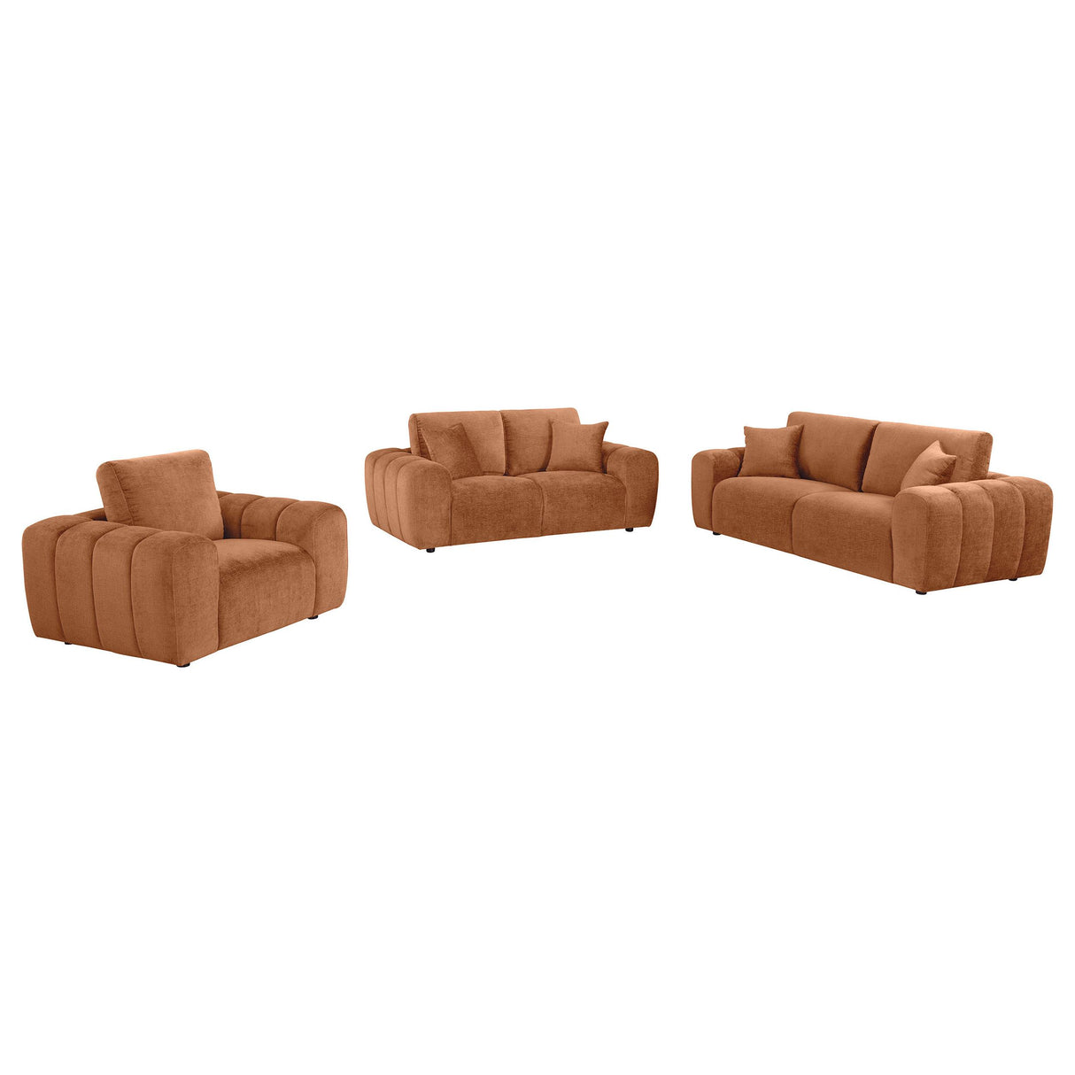 Burnett 3-piece Chenille Upholstered Sofa Set Burnt Orange from Coaster - Luna Furniture