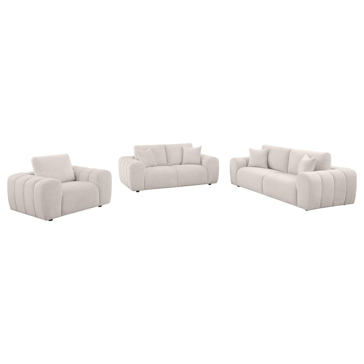 Burnett 3-piece Chenille Upholstered Sofa Set Ivory from Coaster - Luna Furniture