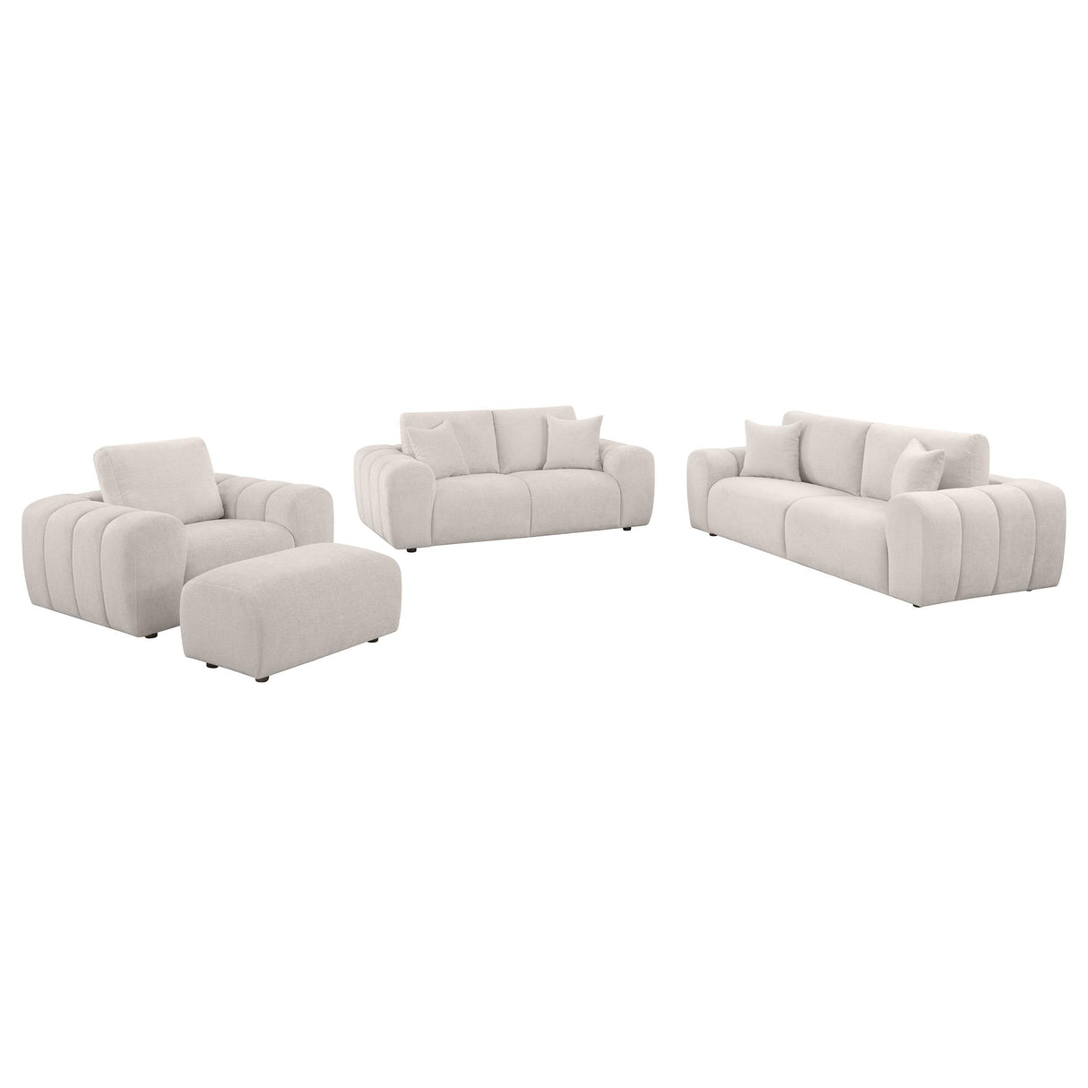 Burnett 4-piece Chenille Upholstered Sofa Set Ivory from Coaster - Luna Furniture