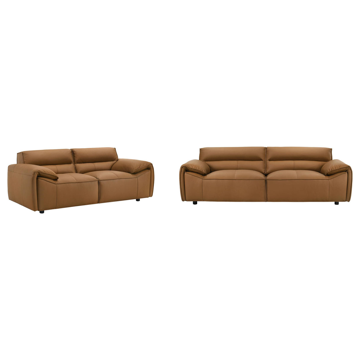 Buxton Orange 2-Piece Leather Upholstered Sofa Living Room Set from Coaster - Luna Furniture