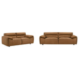 Buxton Orange 2-Piece Leather Upholstered Sofa Living Room Set from Coaster - Luna Furniture