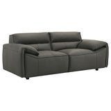 Buxton Graphite Top Grain Leather Upholstered Loveseat from Coaster - Luna Furniture