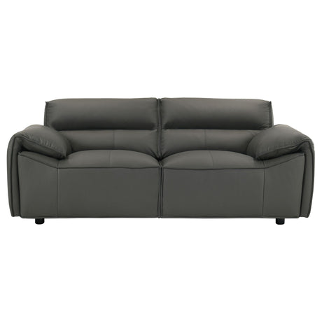 Buxton Graphite Top Grain Leather Upholstered Loveseat from Coaster - Luna Furniture