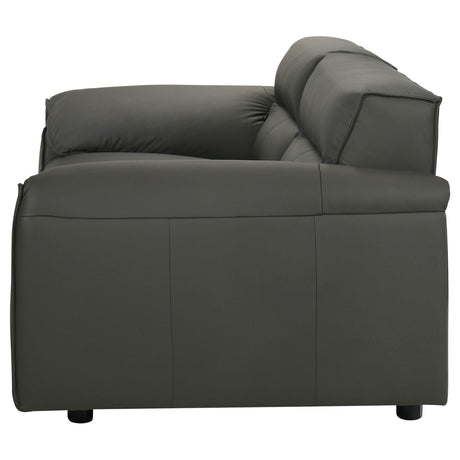 Buxton Graphite Top Grain Leather Upholstered Loveseat from Coaster - Luna Furniture