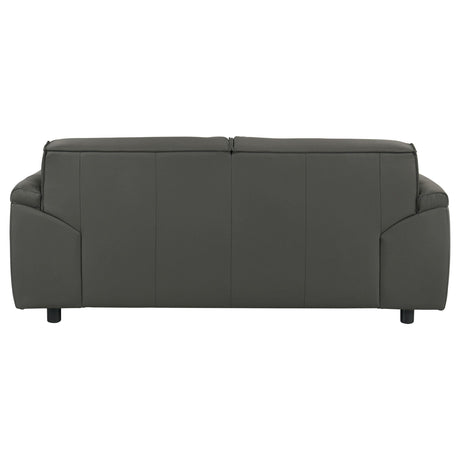Buxton Graphite Top Grain Leather Upholstered Loveseat from Coaster - Luna Furniture