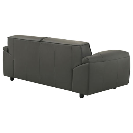 Buxton Graphite Top Grain Leather Upholstered Loveseat from Coaster - Luna Furniture