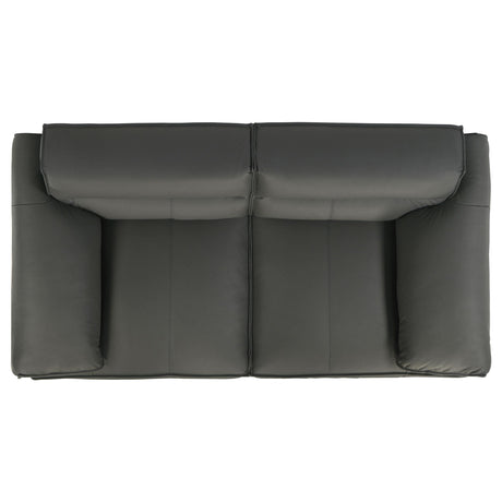 Buxton Graphite Top Grain Leather Upholstered Loveseat from Coaster - Luna Furniture