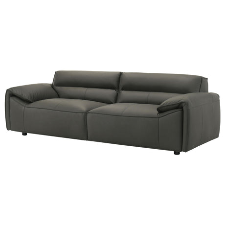 Buxton Graphite Top Grain Leather Upholstered Sofa from Coaster - Luna Furniture