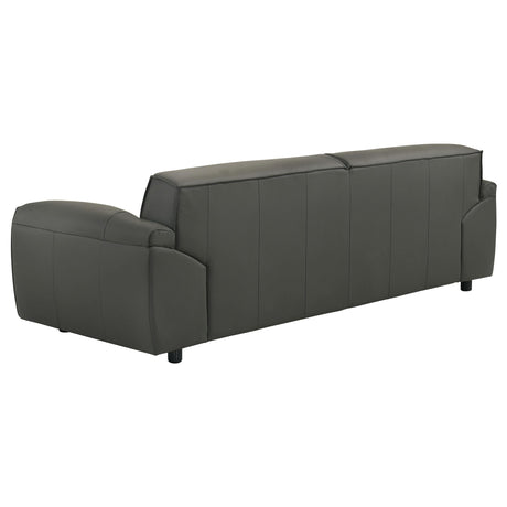 Buxton Graphite Top Grain Leather Upholstered Sofa from Coaster - Luna Furniture