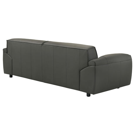 Buxton Graphite Top Grain Leather Upholstered Sofa from Coaster - Luna Furniture