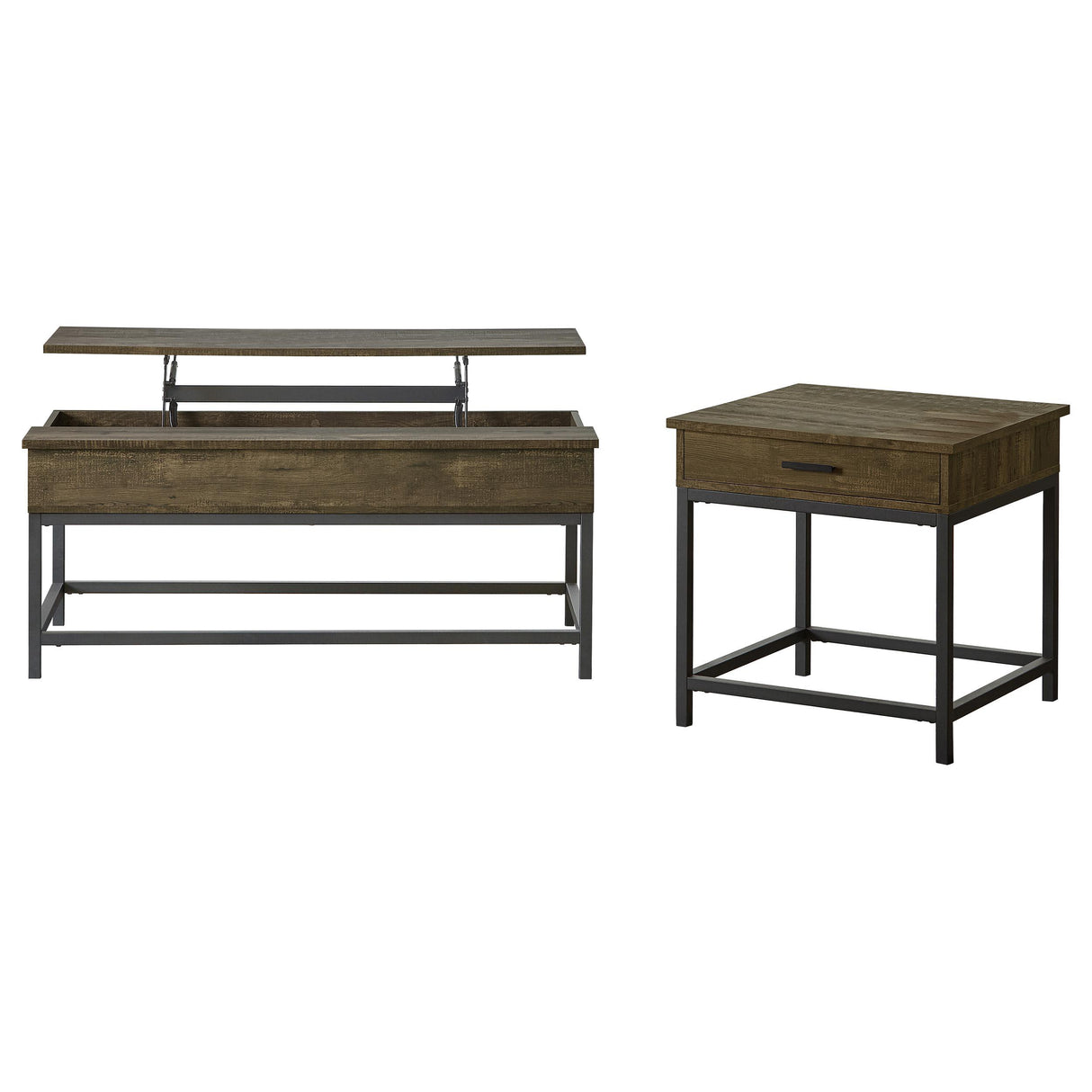 Byers Brown Oak 2-Piece Lift Top Coffee and End Table Set from Coaster - Luna Furniture