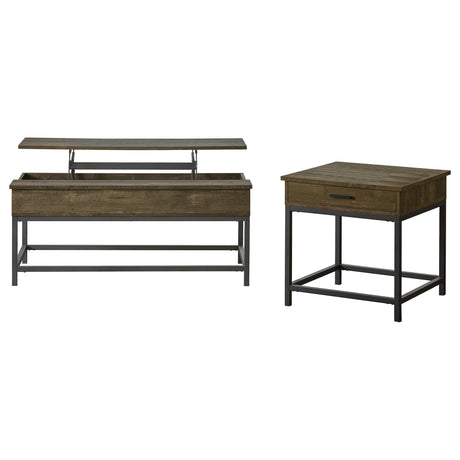 Byers Brown Oak 2-Piece Lift Top Coffee and End Table Set from Coaster - Luna Furniture