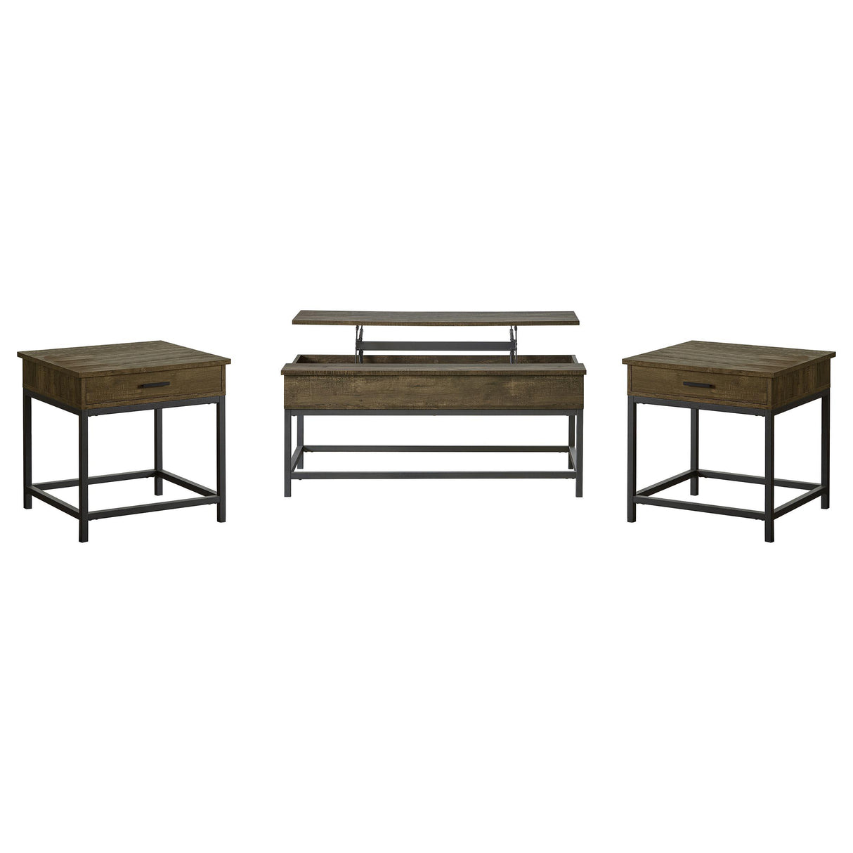 Byers Brown Oak 3-Piece Lift Top Coffee and End Table Set from Coaster - Luna Furniture