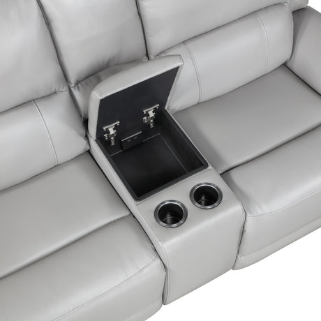 Alexandria Stone Top-Grain Leather Power Reclining Console Loveseat from Steve Silver - Luna Furniture