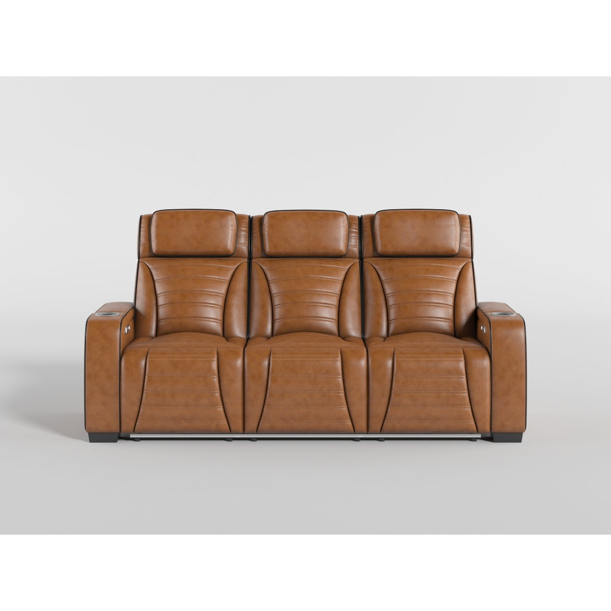 Cyber Black Power Double Reclining Sofa with Center Drop-Down, Cup Holders, Wireless Charger and LED Lighting