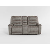 Oberon Grayish Brown Double Reclining Loveseat with Center Console from Homelegance - Luna Furniture