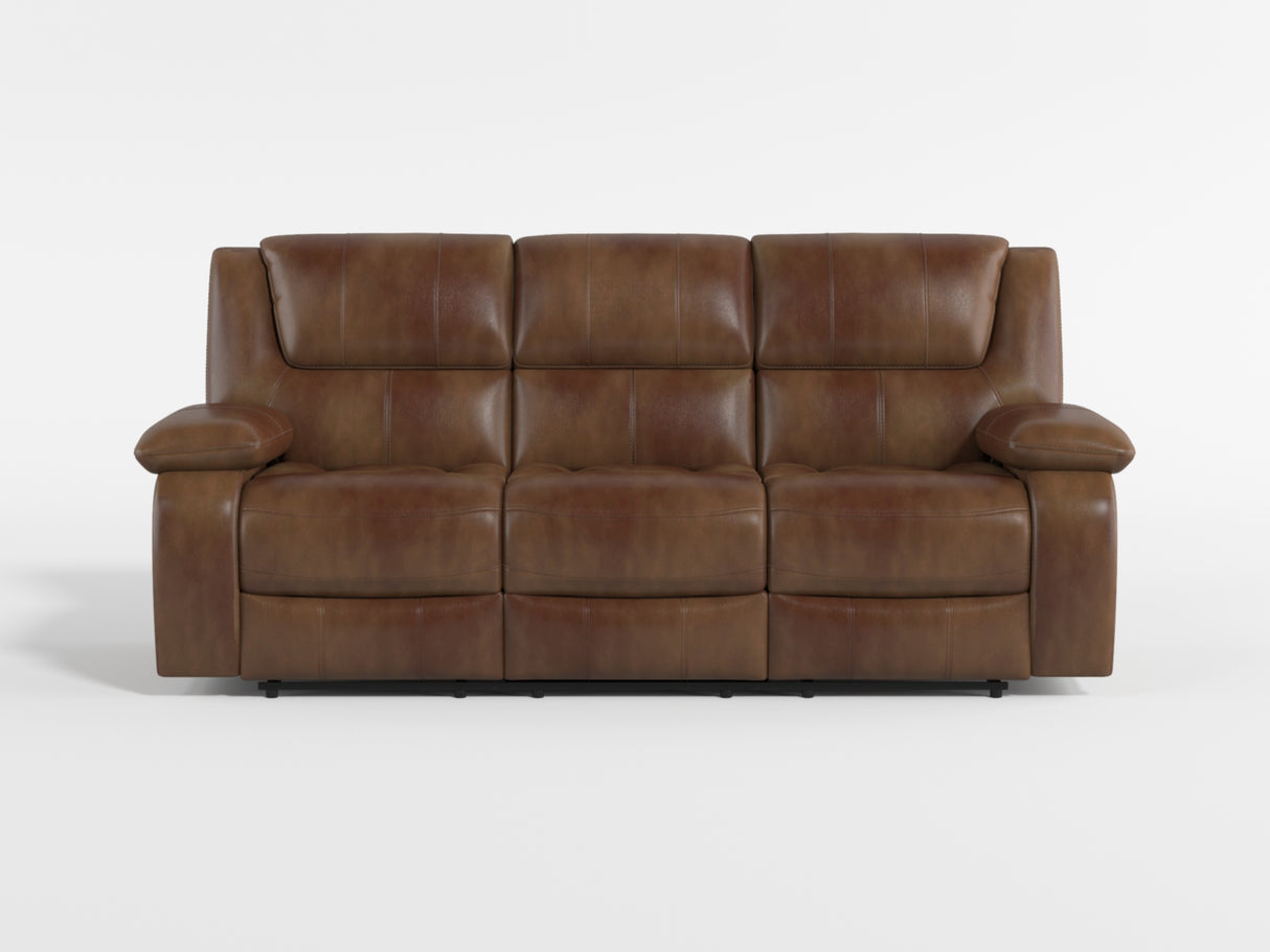 Ellicott Brown Leather Double Reclining Sofa from Homelegance - Luna Furniture